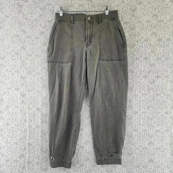 Express Crop Straight High Rise Army Green Jogger Pants Women's 4 - Picture 1 of 10